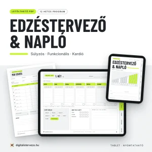 Edzésnapló, edzéstervező nyomtatható, letölthető pdf. Tableten való haználatra is