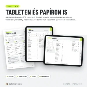 Edzésnapló, edzéstervező nyomtatható, letölthető pdf. Tableten való haználatra is